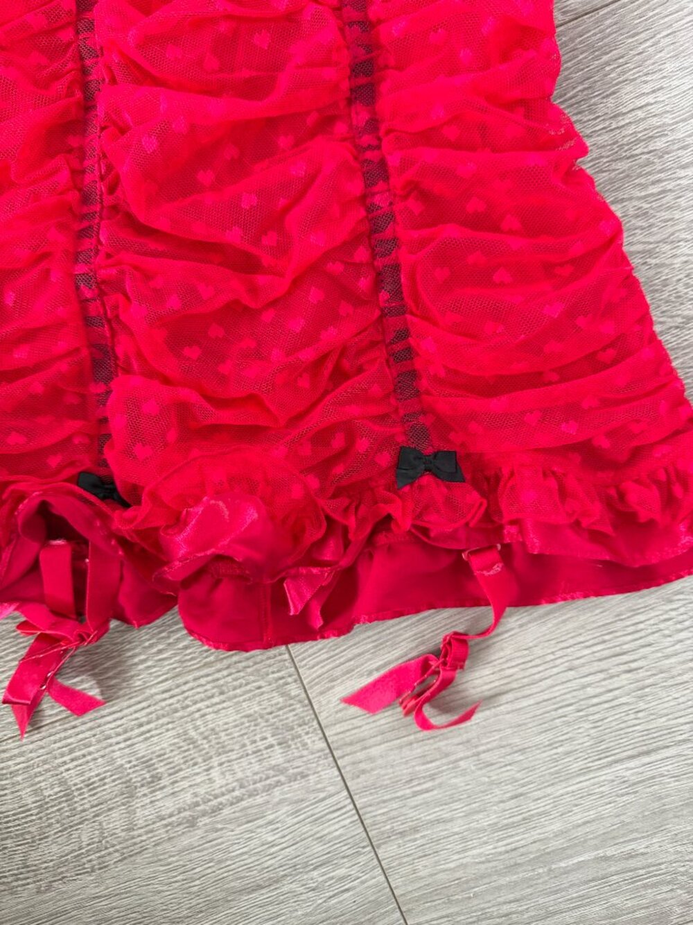 Victoria’s Secret Sexy Little Things Pink Heart Mesh Bustier Babydoll 34B - Picture 6 of 15